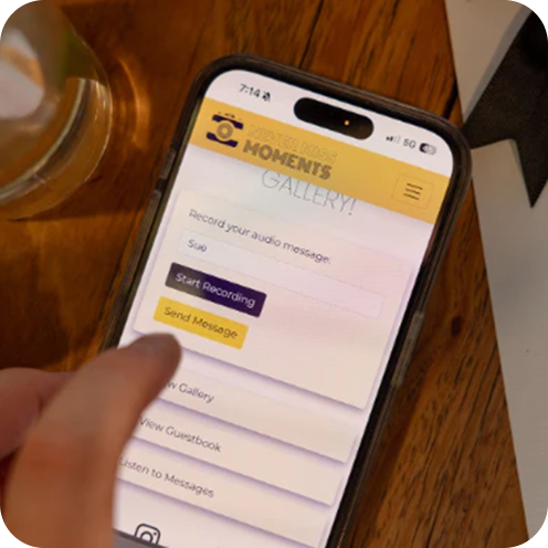 This screen allows your guests to upload photos, videos, voice and digital messages