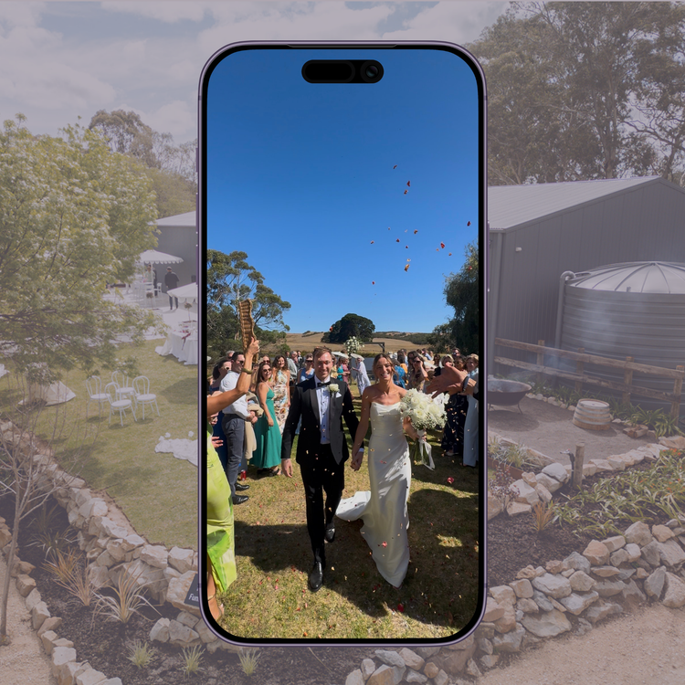 Smartphone screen showing wedding photo upload