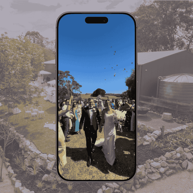 Smartphone screen showing wedding photo upload