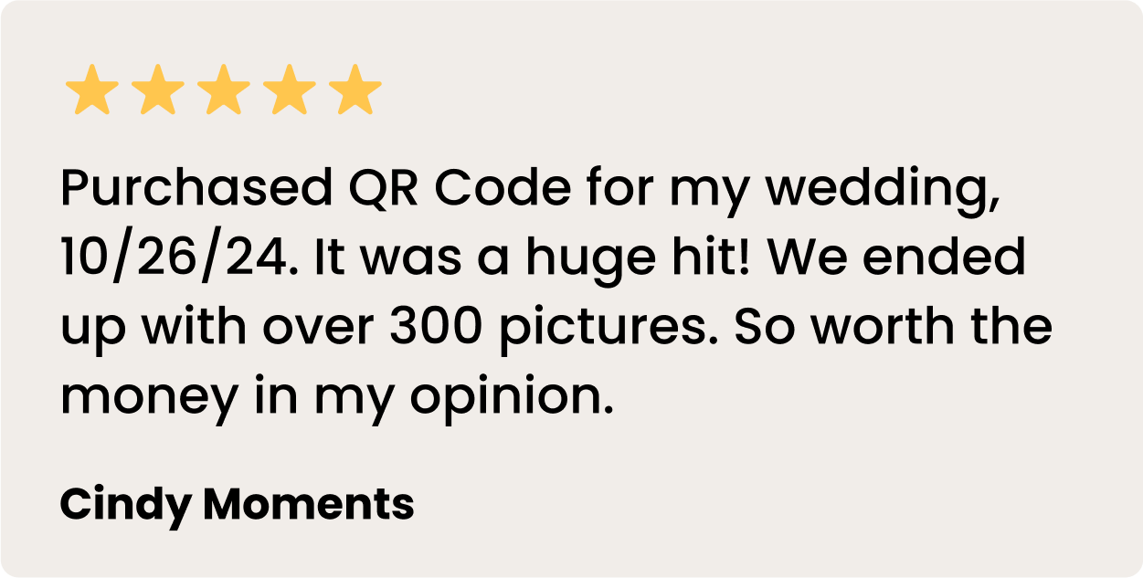 QR code wedding photo reviews