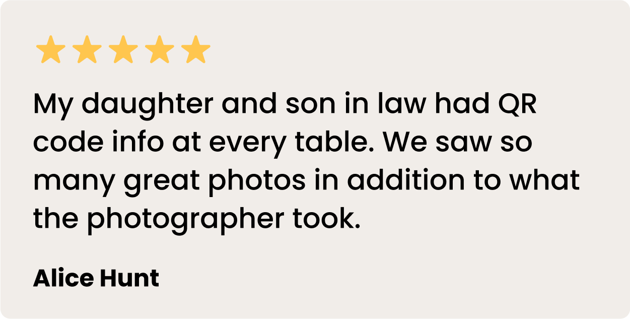 Wedding QR code picture upload review