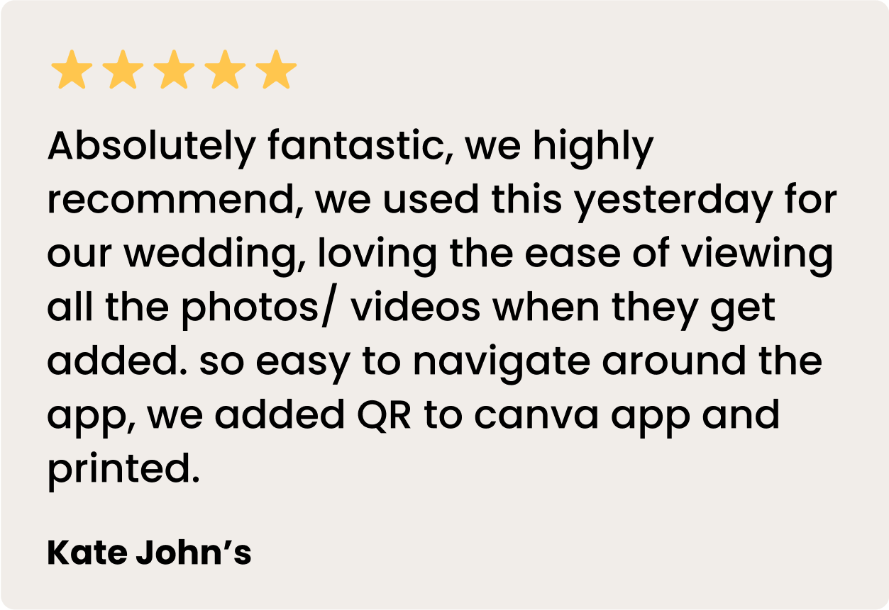 Wedding QR code guest photo sharing review