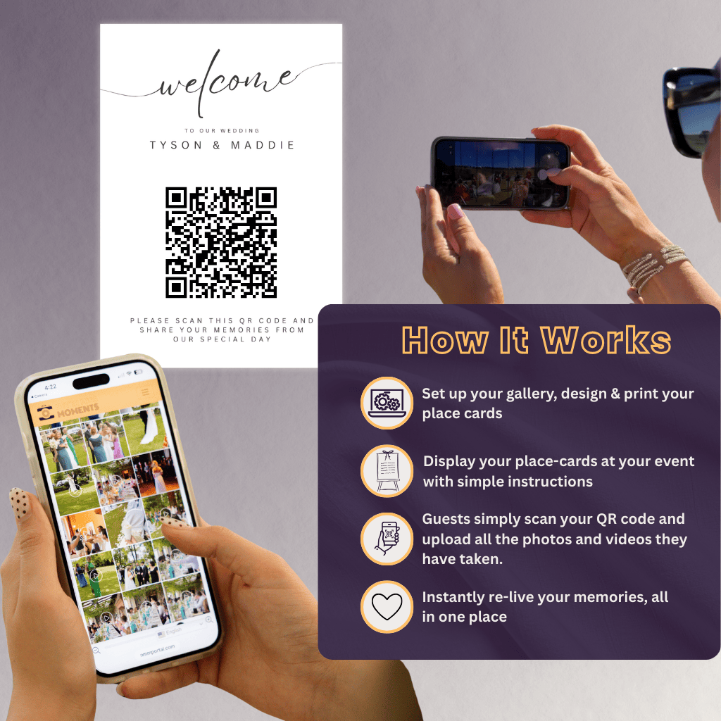 Wedding QR code for guests to upload photos instantly